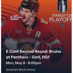 Panthers Vs Boston, 2nd Row, Monday, May 6th