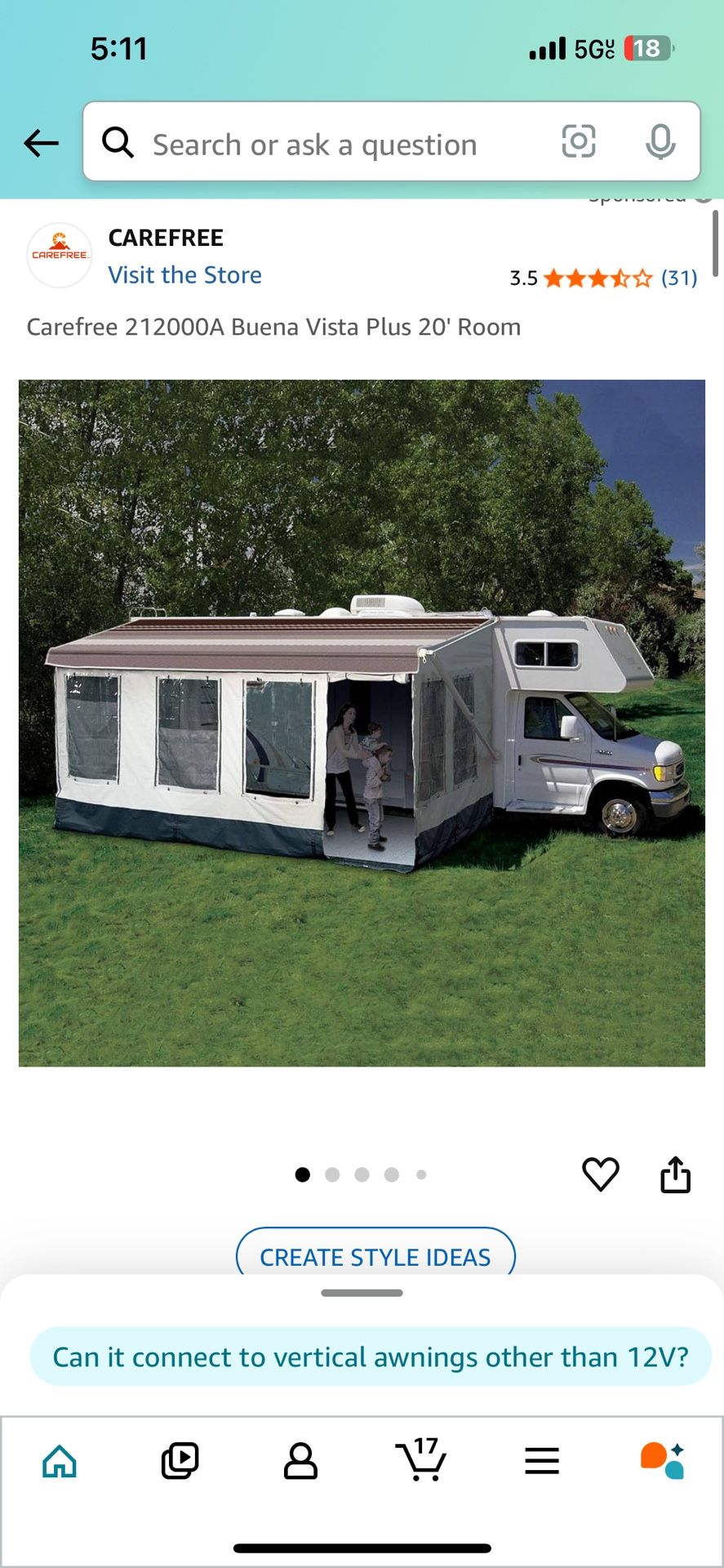 rv/motorhome Carefree Buena Vista Plus 20' Room