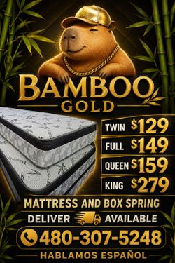 King. Mattress and box spring $279. Deliver Available upon request