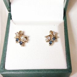 Sapphire And Lab Created Diamond Earrings 