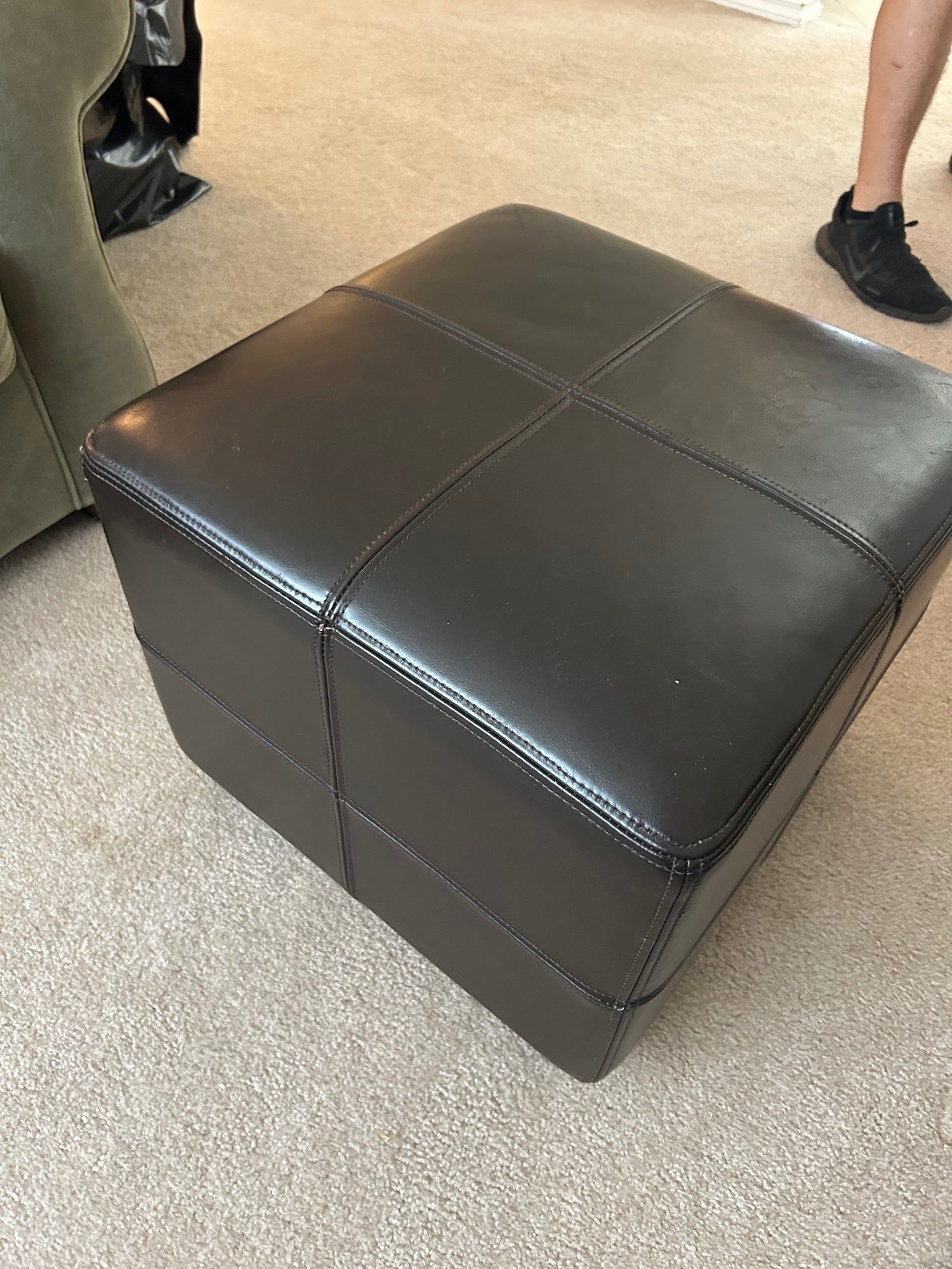 Black Leather Ottoman