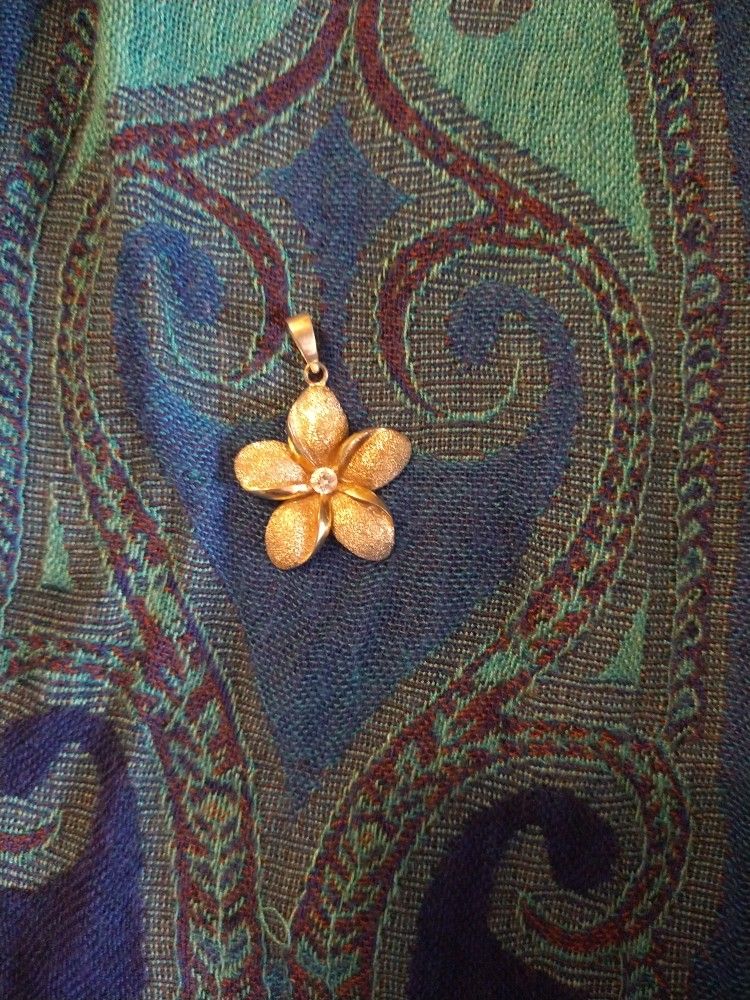 sterling silver plumeria cubic zirconium