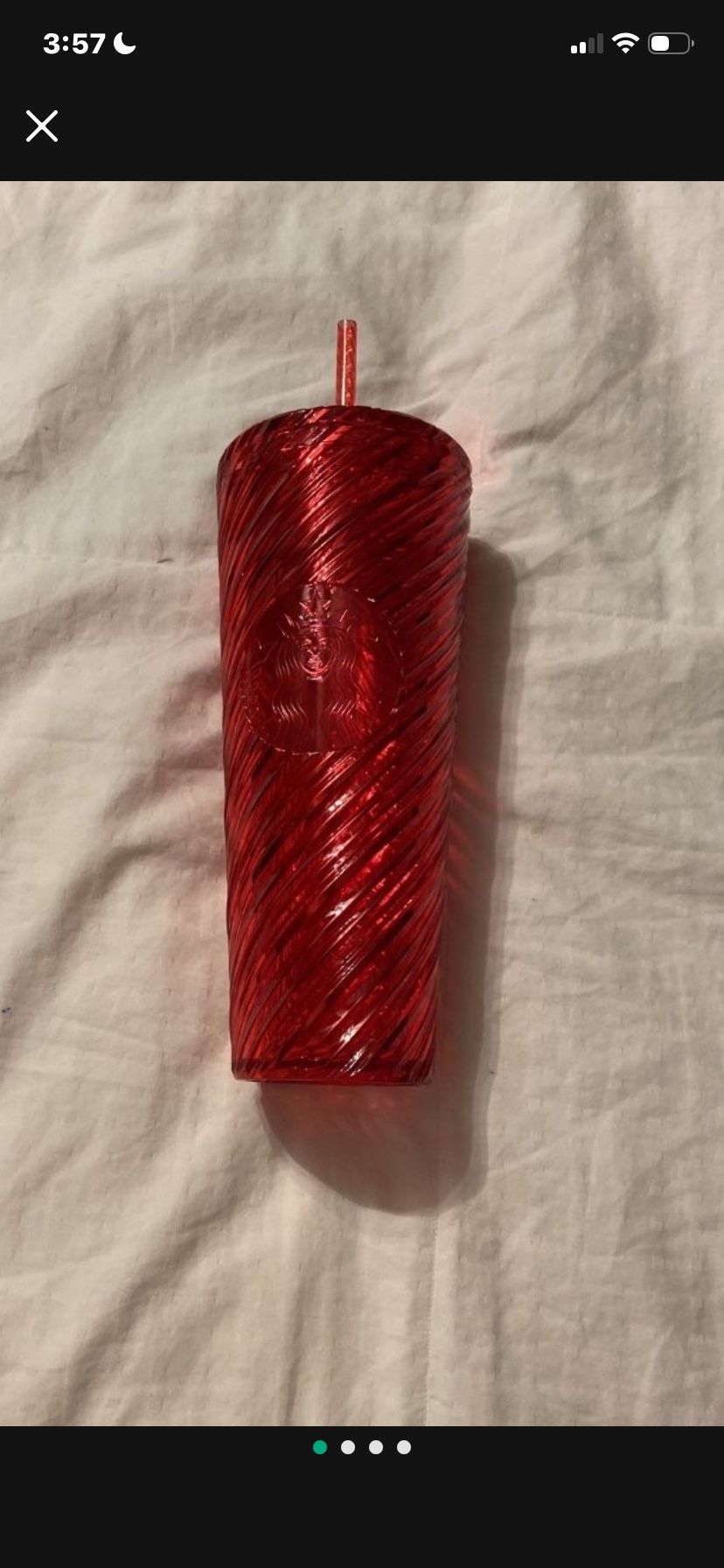 New 24 Oz Red Starbucks Reusable Beverage Cup With Straw