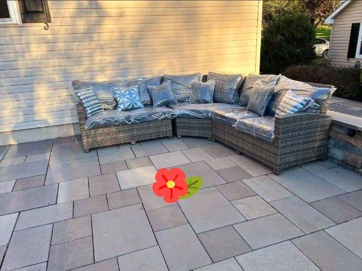Ashley Furniture Outdoor Patio Garden Furniture Set / L Shape Gray Color 