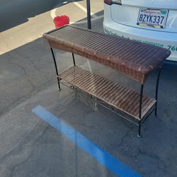 Entryway Table Wicker & wrought Iron