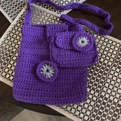 Crocheted Purse, Wallet And A Beanie Hat