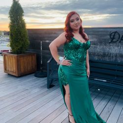 green prom dress size 14