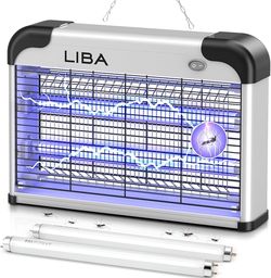 LiBa Bug Zapper 2800V Indoor, with 2 Extra Replacement Bulbs 2800V grid kills flies and mosquitoes, removable washable tray, indoor Insect Killer, eas