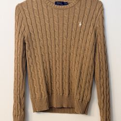 Ralph Lauren Brown Cable Knit Crewneck Sweater