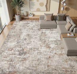 Large Abstract Area Rug Neutral Tones 12x18
