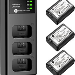 FirstPower NP-FW50 Battery 3-Pack and Triple Slot Charger for Sony Alpha