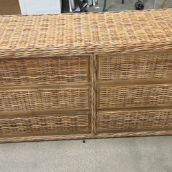 Vintage Boho Woven Rattan Dresser