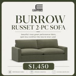 BURROW Russet 2-Piece Sofa (Moss Green)
