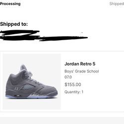 Retro Air Jordan 5 “Wolf Grey” Size 7y x2