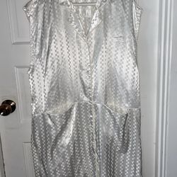 VTG Erika Taylor Women’s Country Cottons Sleeveless Long Nightgown white large