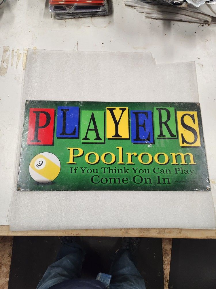 Pool Room Billiards Poolroom Players Steel Metal Sign