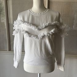 Women’s RAILS Kinsey Ruffled Fringed Crewneck Sweatshirt 