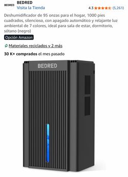 Deshumidificador de 95 onzas para el hogar, 1000 pies cuadrados, silencioso, con apagado automático y relajante luz ambiental de 7 colores, ideal para
