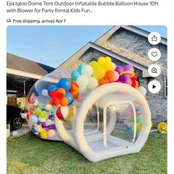 Ejia Igloo Dome Tent Outdoor Inflatable Bubble Balloon House 10ft with Blower for Party Rental Kids Fun..