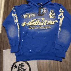 Blue Hellstar Graphic Hoodie Size: M