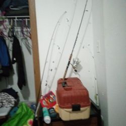 Billing Ball's And Fishing Pole And Tackle Box 