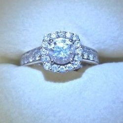 14K White Gold Cushion Cut Diamond Ring