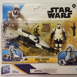 STAR WARS EPIC WORLD OF ACTION SERIES. BIKER SCOUT TROOPER AND SPEEDER BIKE 4 "  ACTION FIGURE. 