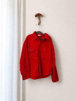 90s Vintage Great Connections Kids Red Corduroy Button-Down – Size Medium