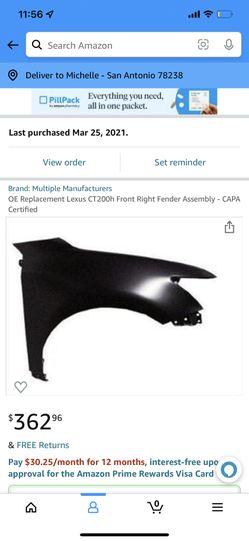Lexus 200cth Right Front Fender