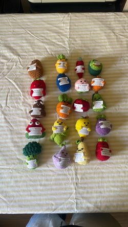 Crochet Positive Fruit & Veggie Plush Set