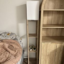 Target Brand New Lampshade Natural Oak Brown and White with Color Changing LED Light