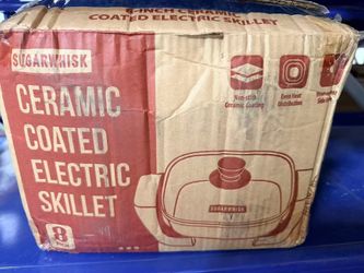 8-Inch Ceramic-Coated Electric Skillet with Glass Lid – Open Box
