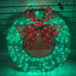 36 in. Pre-Lit LED Metal Outdoor Artificial Christmas Wreath