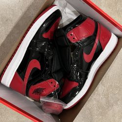 Air Jordan 1 Retro OG Patent Bred Size 4.5 Youth Red And Black Sneakers Brand New