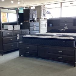 Caitbrook 4pc King Storage Bed Set