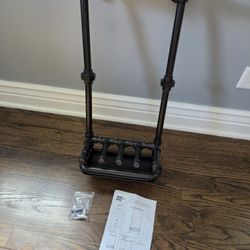 Wall Mounted Black Metal Umbrella Storage Stand, Entryway Rack for