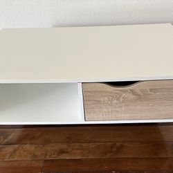 Coffee Table, White, with Drawer, Modern
