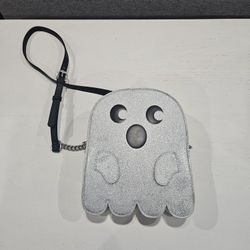 MAD Engine Silver Glittery Ghost Purse. Halloween Crossbody Bag New