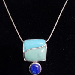 925 Italian Sterling Silver Chain Necklace W/ Thailand Sterling Silver Pendant