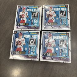 2025 Panini Donruss Football Trading Cards Mega Box set of 4 boxes