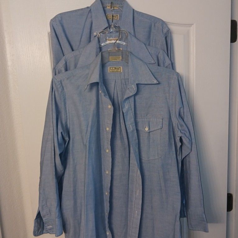 L L Bean Men's Long Sleeve Shirts 3 Size 16-33 & 34