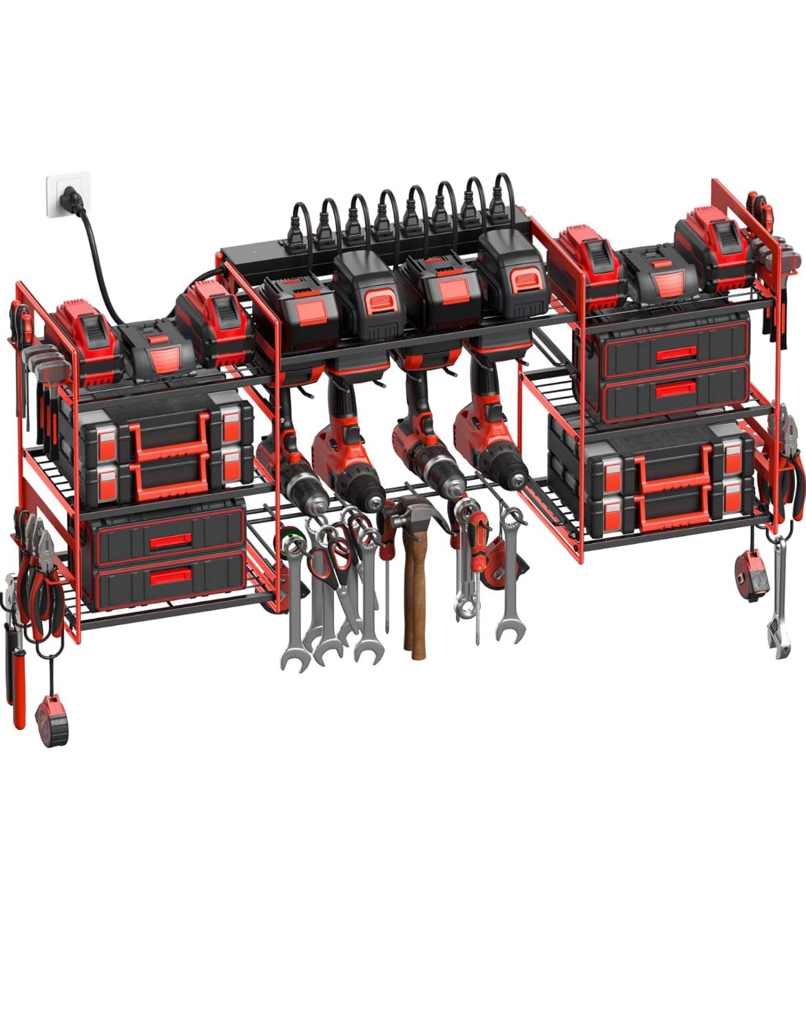 Power tools organizer with charging station