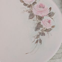 Pink Vintage Stool.W/ Hand Painted Shabby Chic Roses