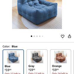 Bean Bag Chairs for Adults, (No Filler) Big Bean Bag Cover Lounger Chairs, Waterproof Bean Bag Lazy Sofa for Living Room, Bedroom or Balcony (Blue)