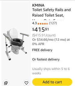 3847: KMINA - Toilet Seat Risers 4" + Toilet Handles for Elderly (Pack), Toilet Seat Riser with Handles, Adjustable Toilet Safety Rails with Raised Se