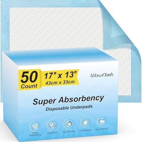 50 Count 30” x 36” Super Absorbency Disposable Underpads, Leakproof Quick Drying, Baby Puppy & Adults Bed Pads Disposable Adults, Dog Pee Pads Extra L