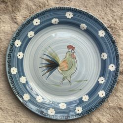 1- Royal Norfolk 10 3/4" Dinner Plate Colorful Rooster Center 