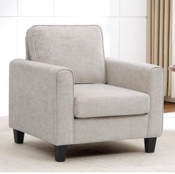 New-Accent Chair for Living Room, Mid Century Modern Upholstered Living Room Chair, Chenille Reading Armchair for Apartment, Waiting Room, Office, Kha