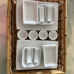 White ceramic sushi set for 4