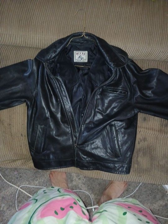 Leather jacket and vest